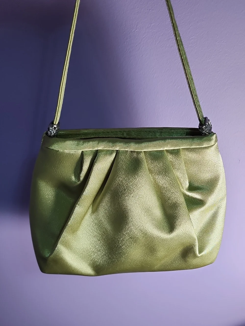 Satin Light Green Women's Evening Shoulder Bag